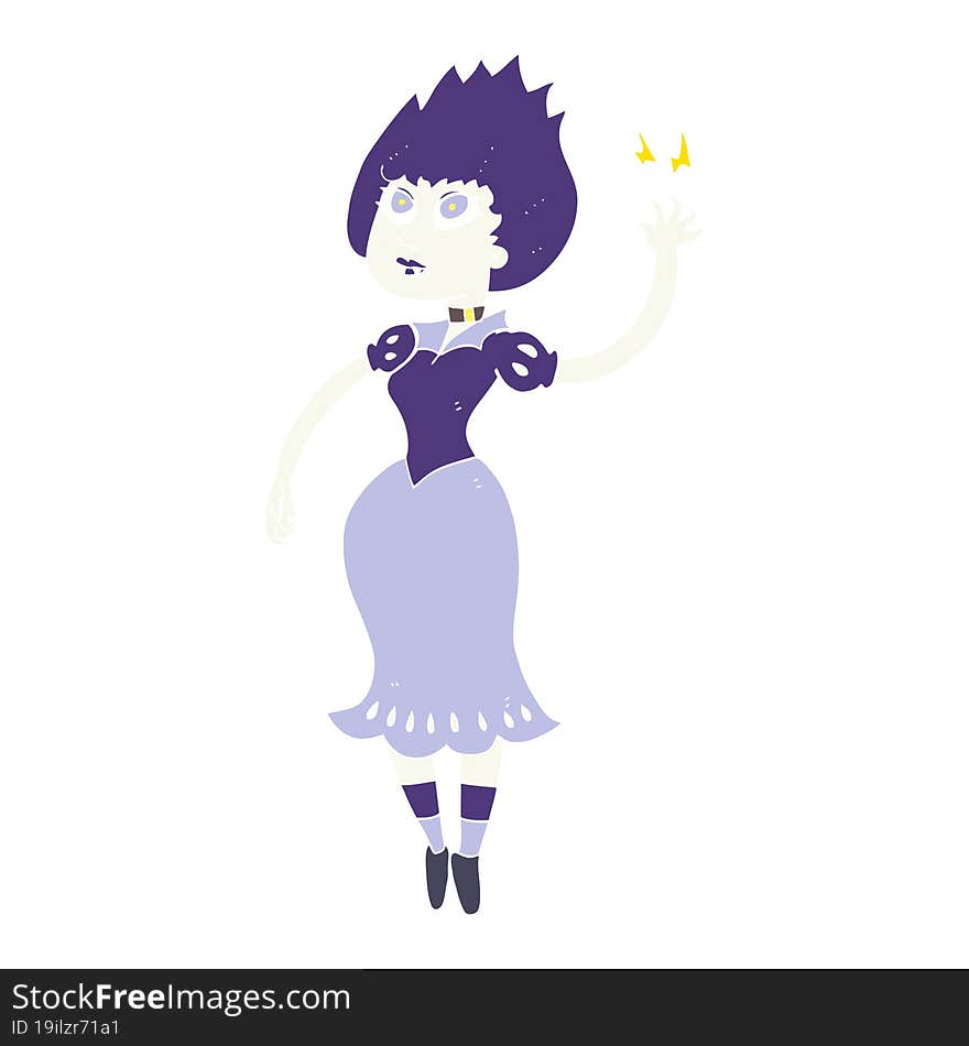 Flat Color Illustration Of A Cartoon Vampire Girl