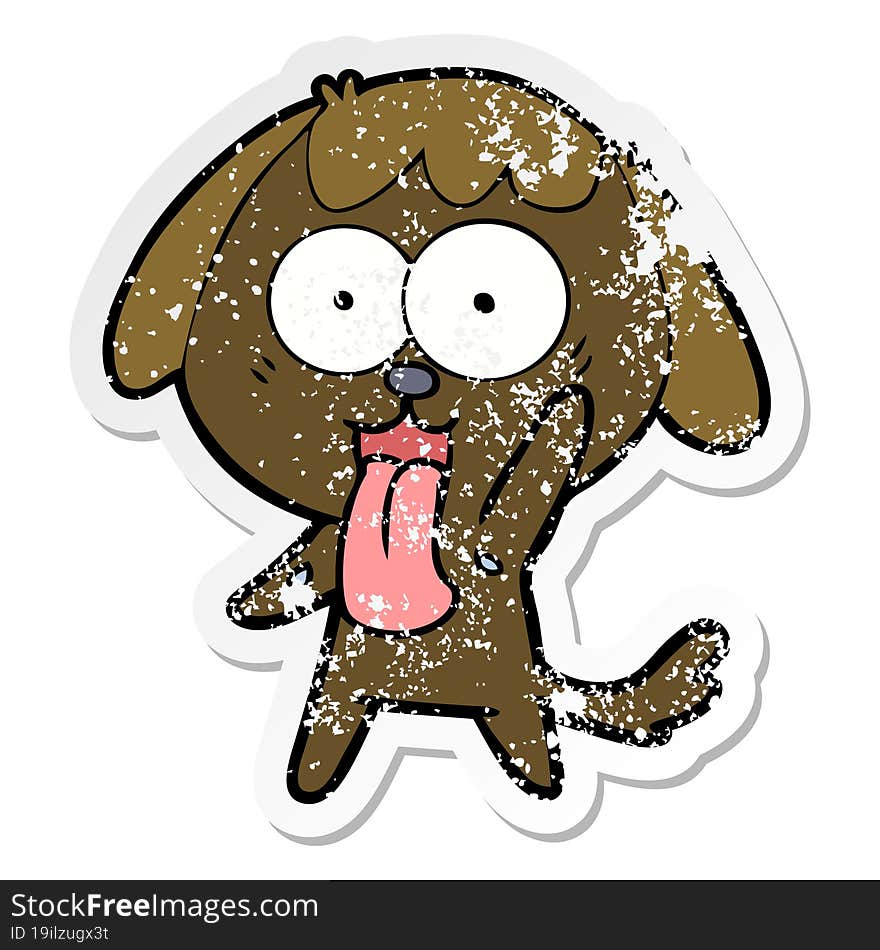 Distressed Sticker Of A Cute Cartoon Dog