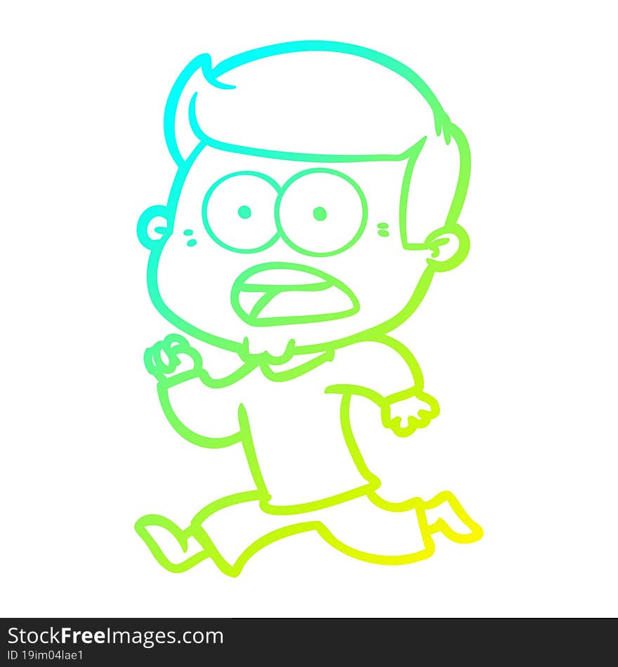 cold gradient line drawing cartoon shocked man