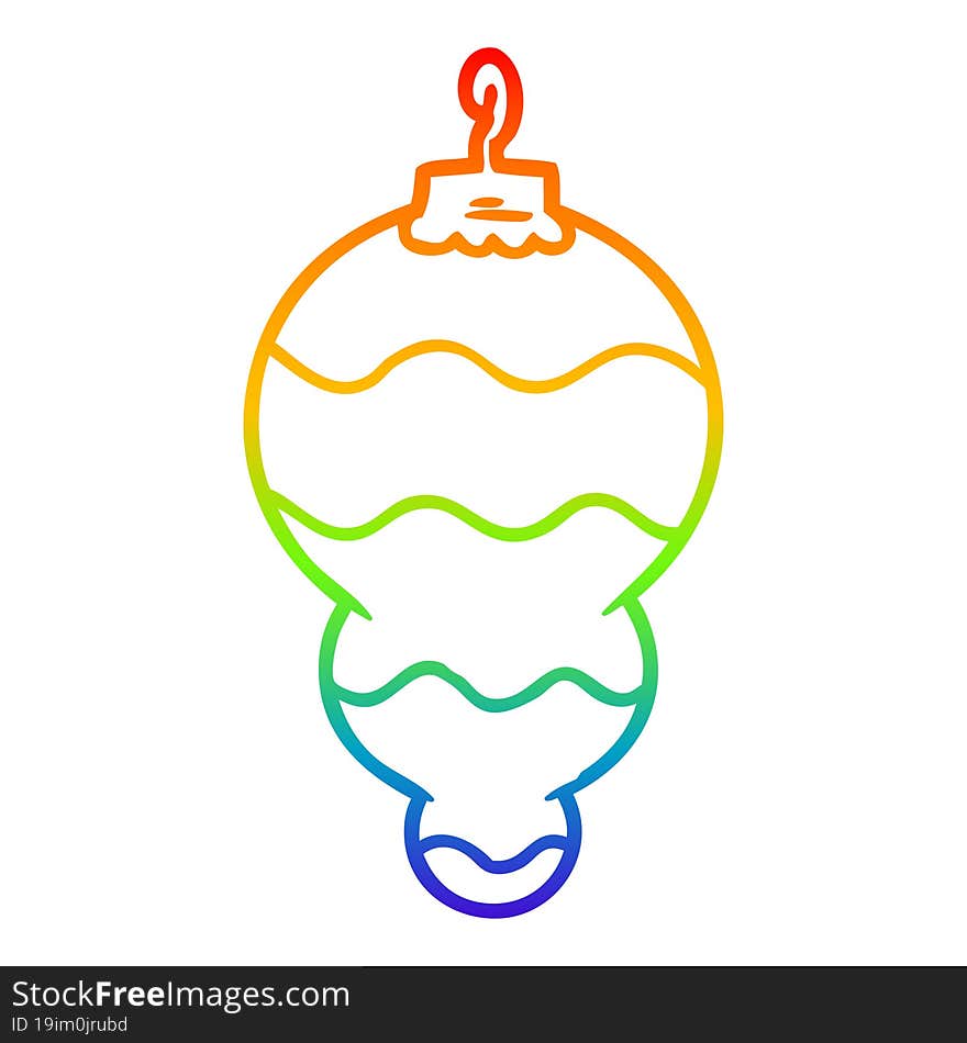 rainbow gradient line drawing of a cartoon christmas decoration