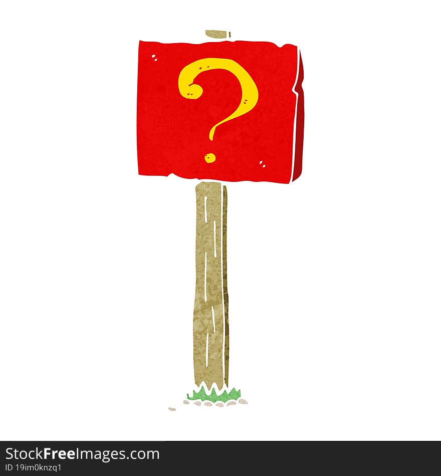 cartoon question mark sign post