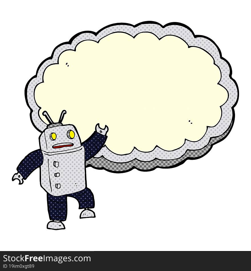 cartoon robot with space for text cloud