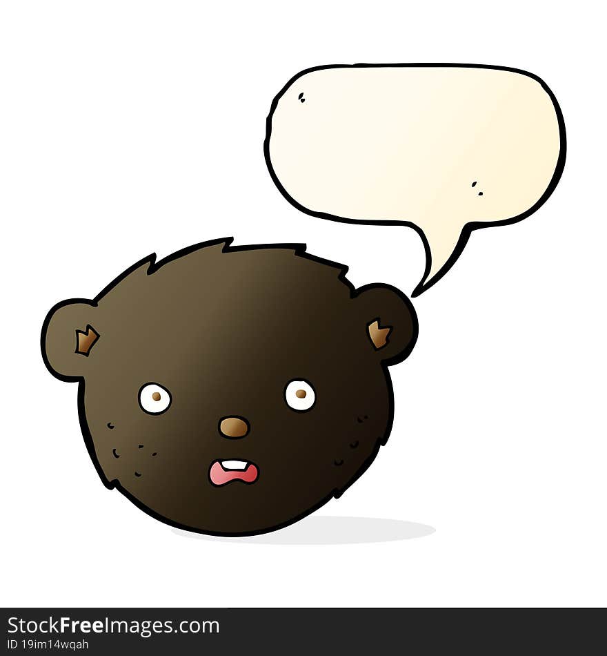 cartoon black bear face with speech bubble