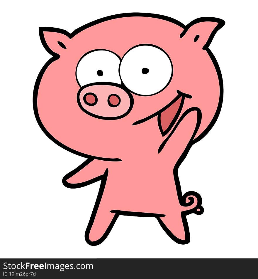 cheerful pig cartoon. cheerful pig cartoon