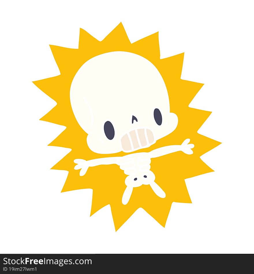 cartoon kawaii electrocuted skeleton