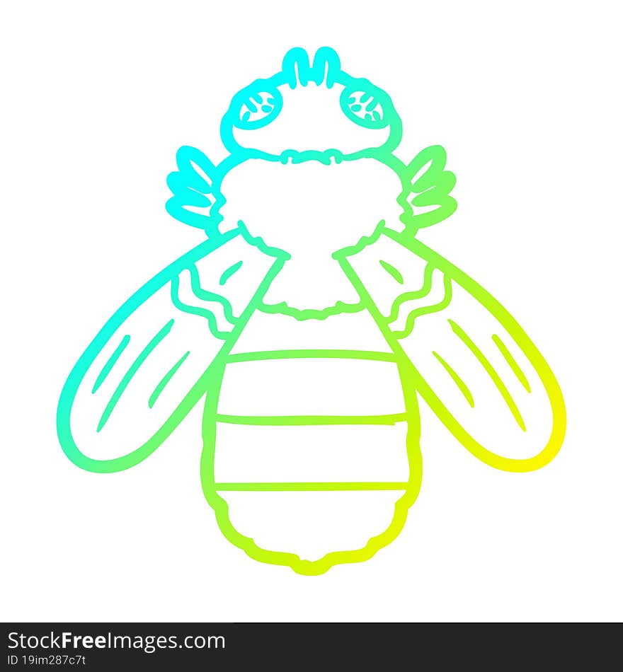 cold gradient line drawing cartoon bee