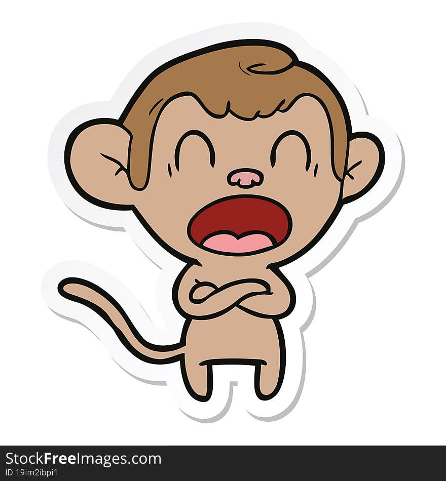 sticker of a shouting cartoon monkey