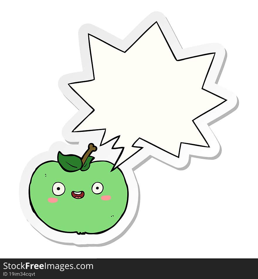 cartoon apple and speech bubble sticker