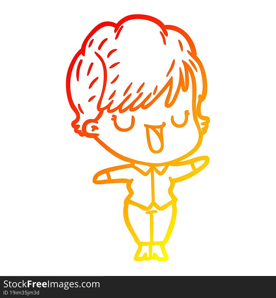 warm gradient line drawing of a cartoon woman talking