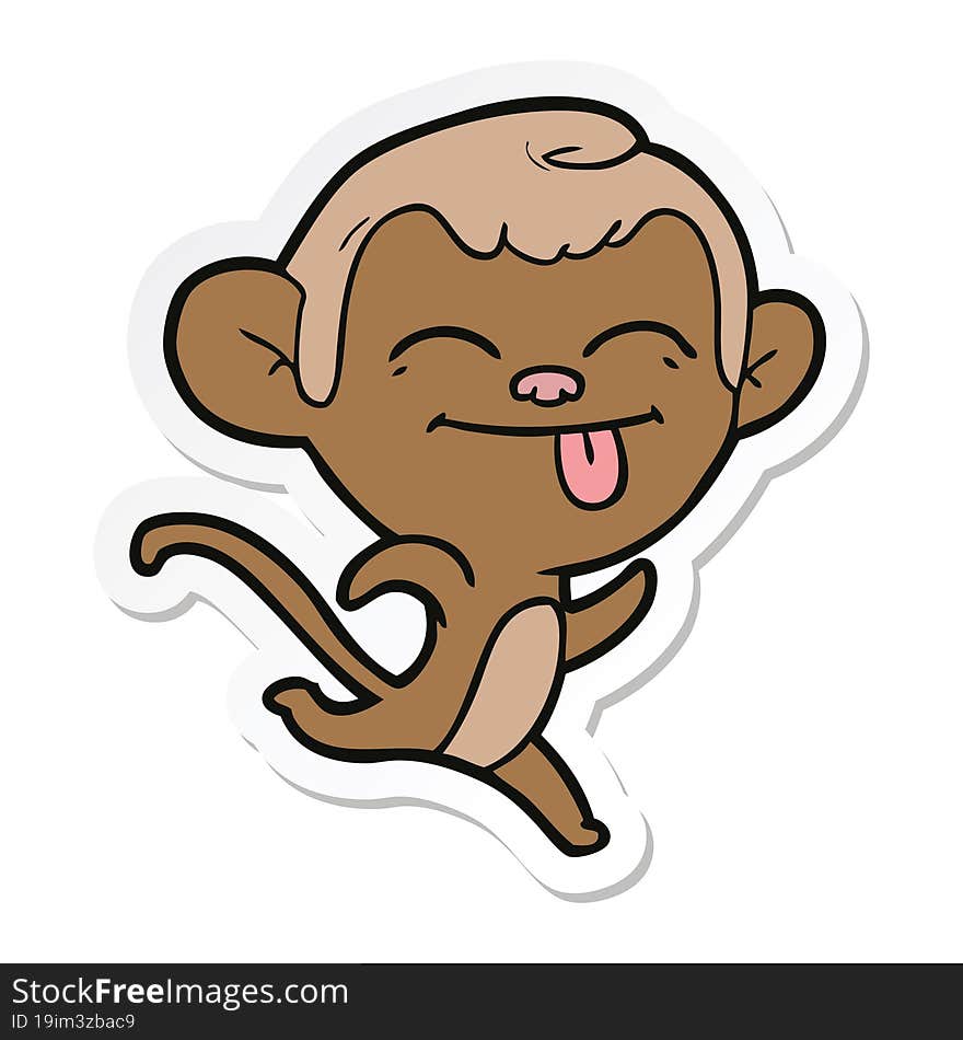 sticker of a funny cartoon monkey