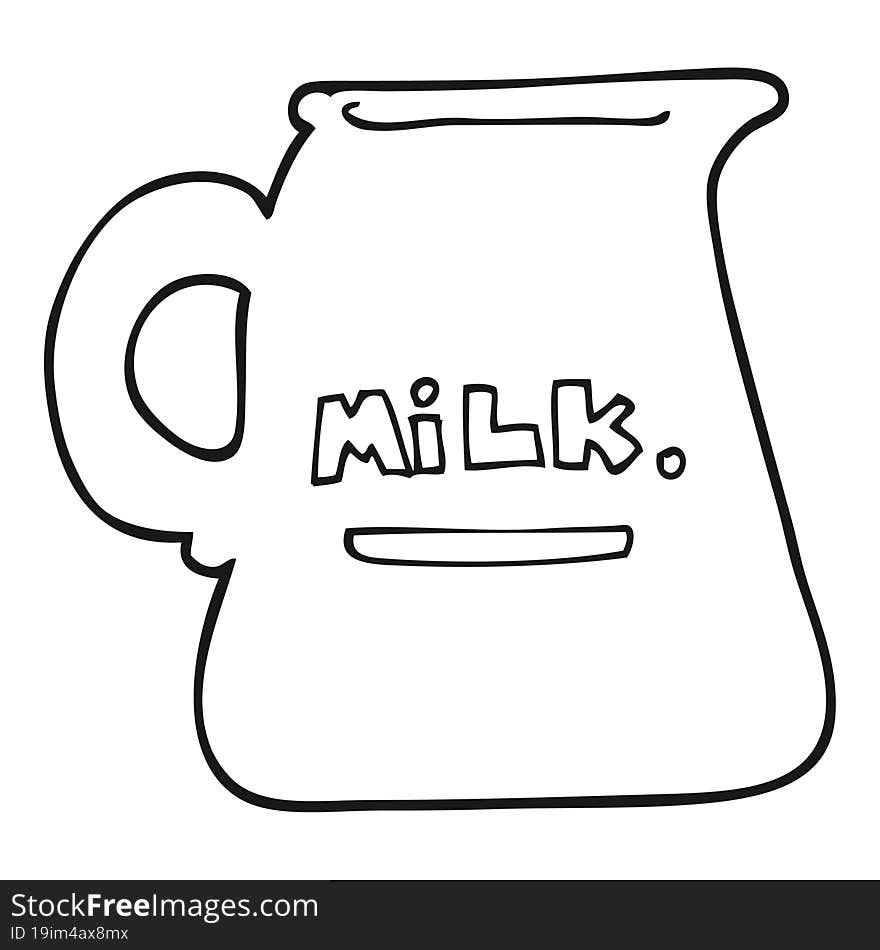 black and white cartoon milk jug