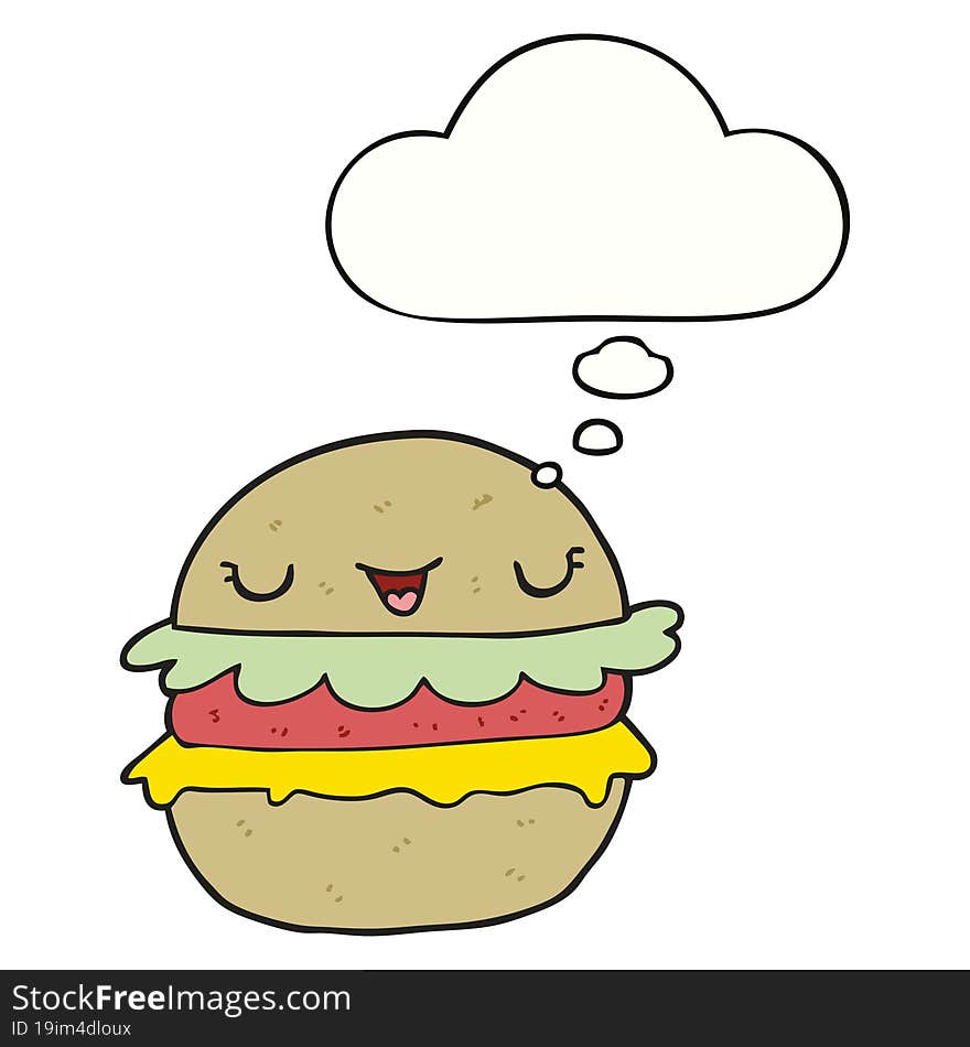 cartoon burger and thought bubble