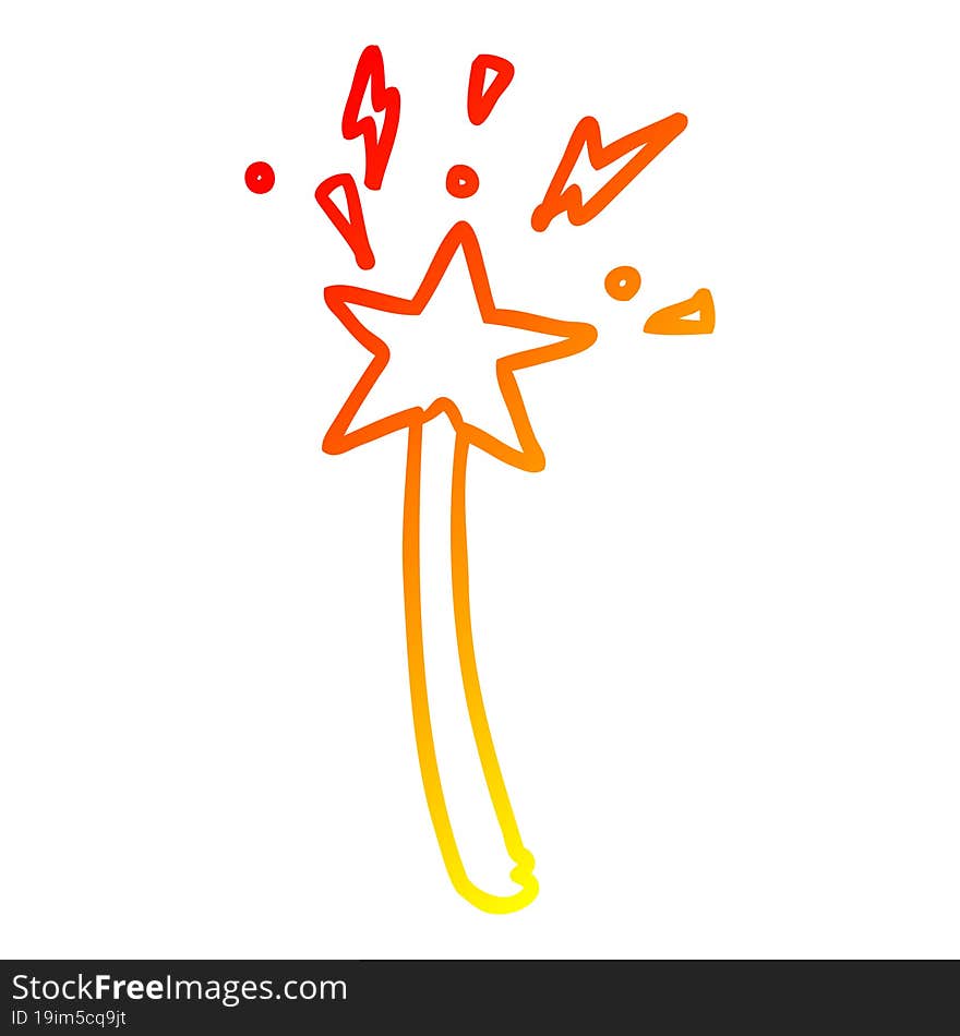 warm gradient line drawing magic star wand