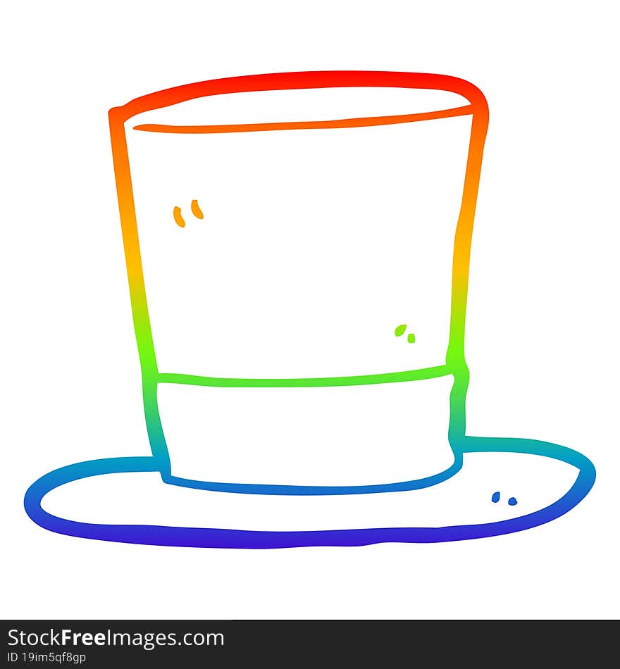 rainbow gradient line drawing cartoon top hat