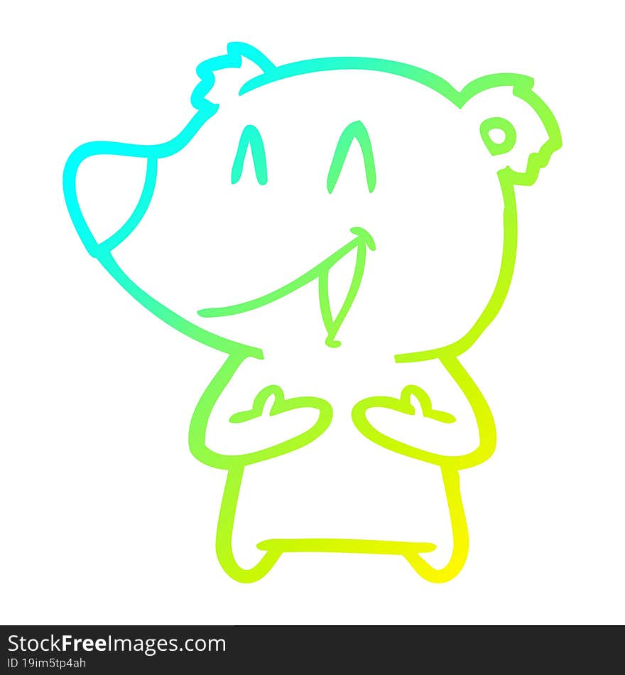 Cold Gradient Line Drawing Laughing Bear Cartoon