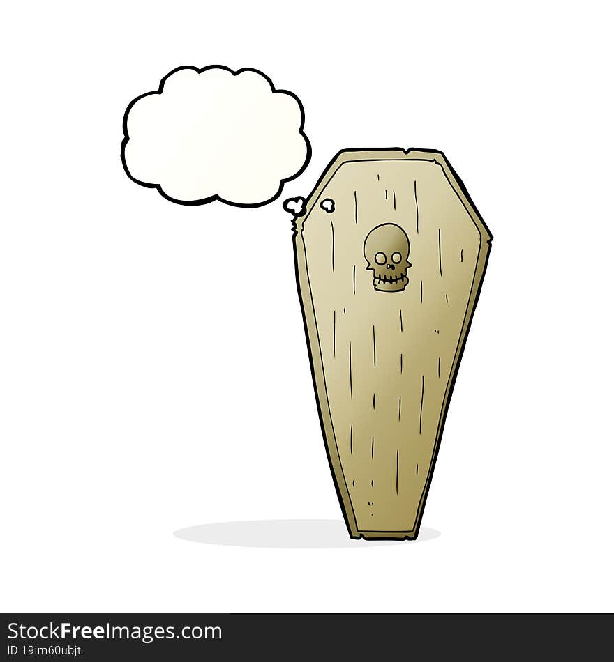 Spooky Cartoon Coffin With Thought Bubble