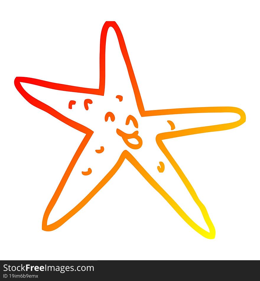 warm gradient line drawing cartoon happy star fish