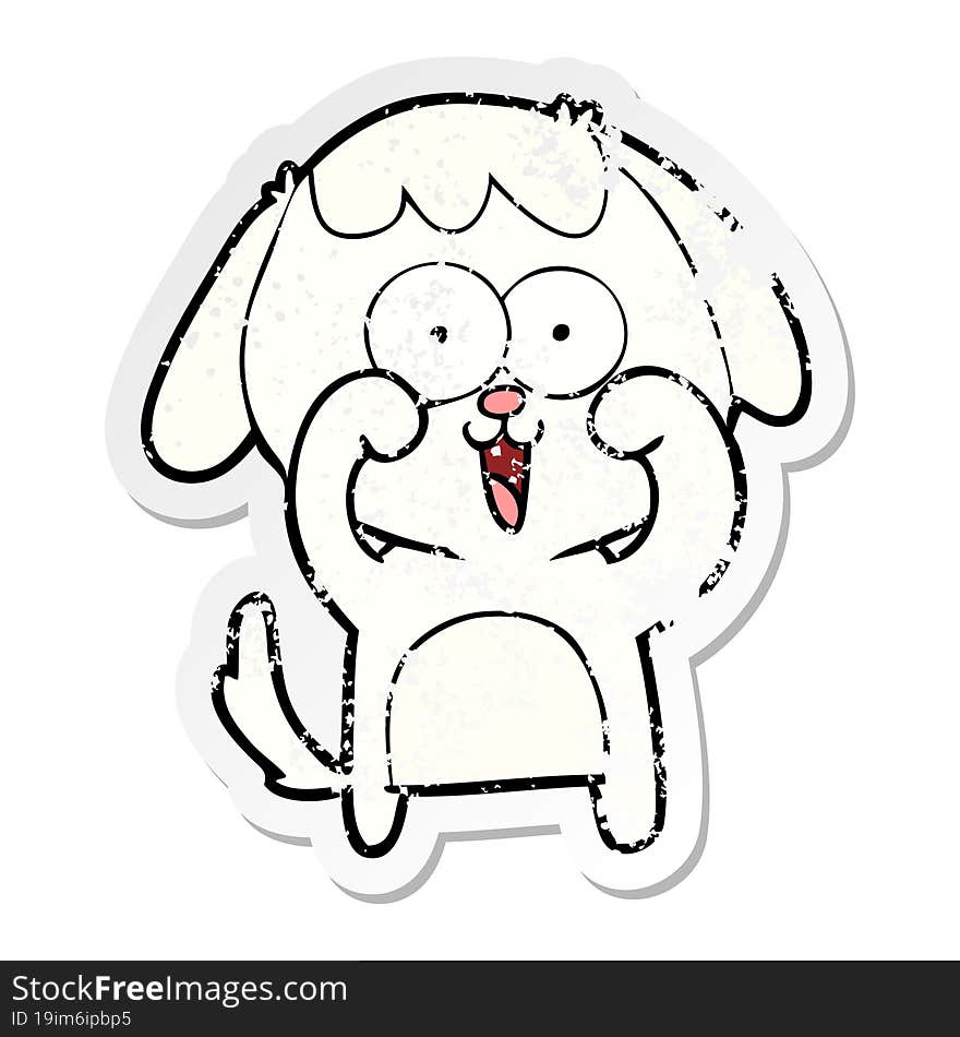 Distressed Sticker Of A Cute Cartoon Dog