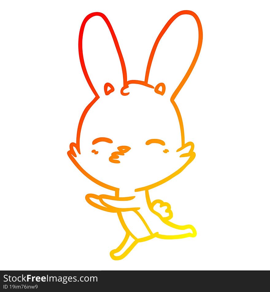 warm gradient line drawing curious bunny cartoon