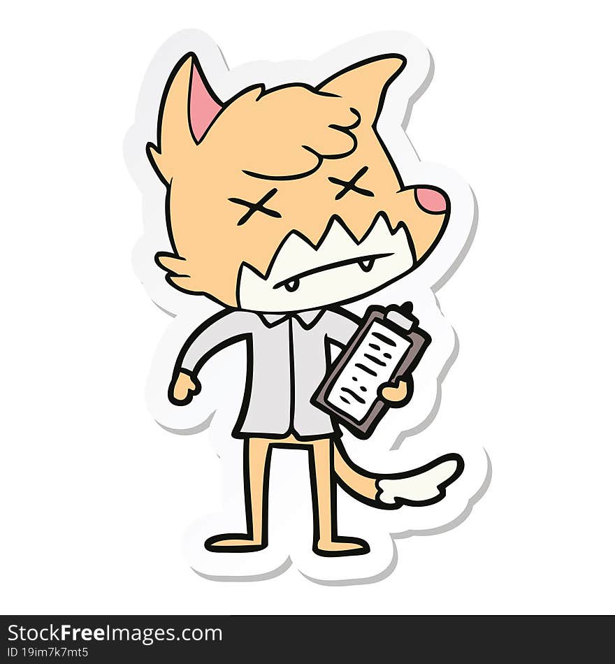 sticker of a cartoon dead fox