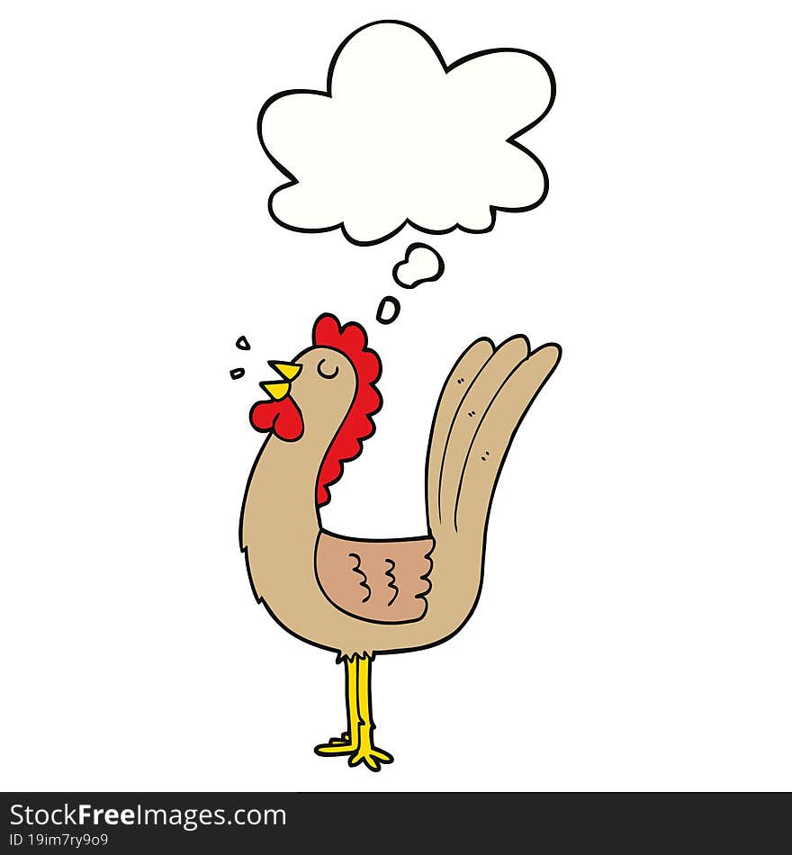 cartoon rooster with thought bubble. cartoon rooster with thought bubble