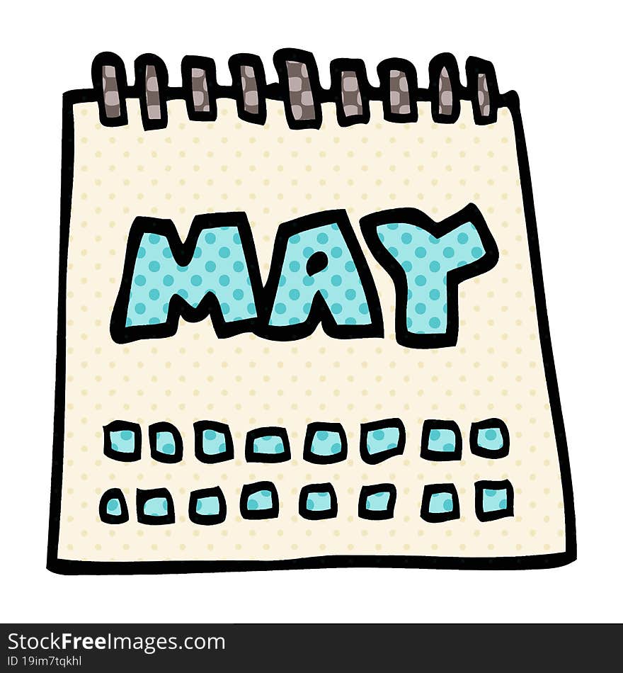 cartoon doodle calendar showing month of may