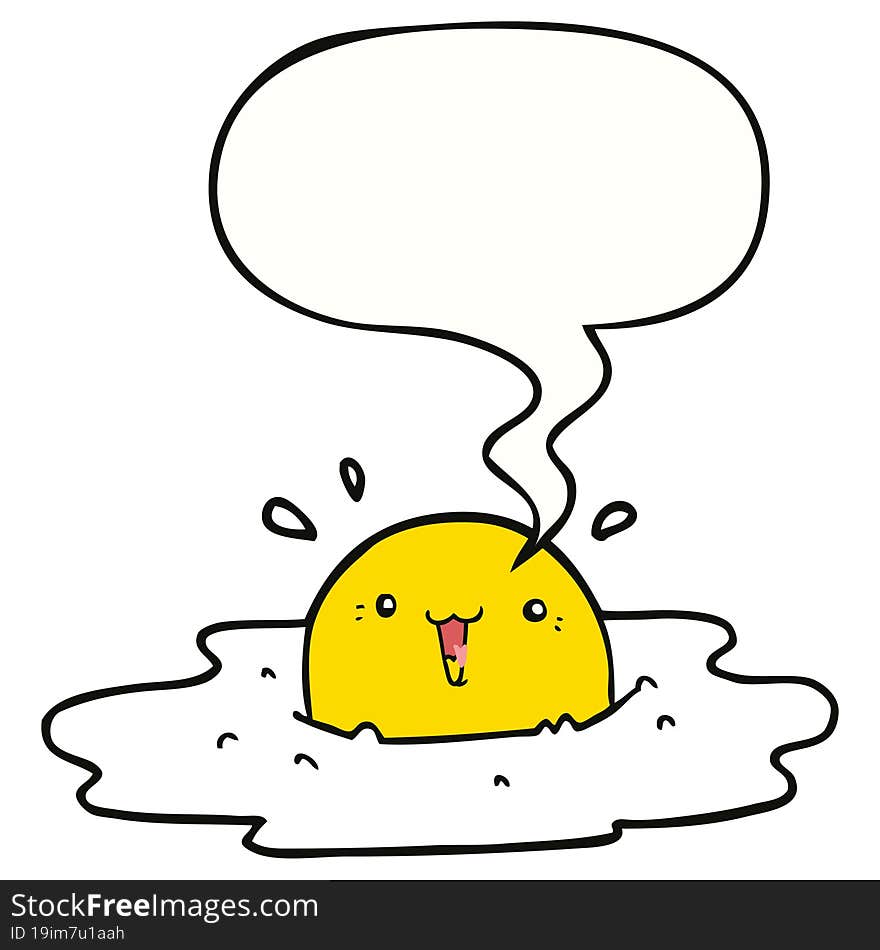 cute cartoon fried egg with speech bubble. cute cartoon fried egg with speech bubble