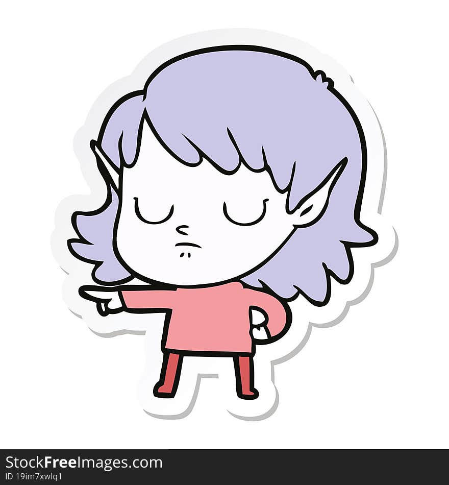 sticker of a cartoon elf girl