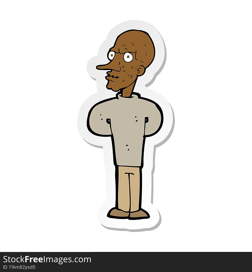 sticker of a cartoon evil bald man