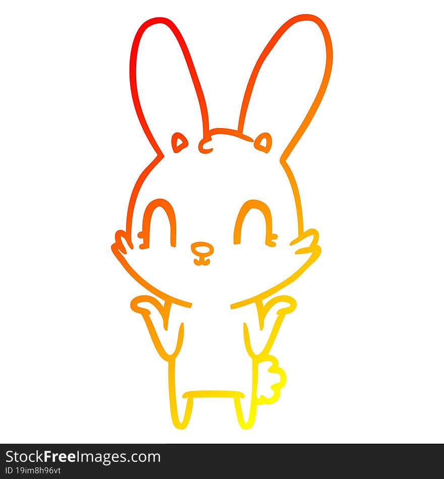 warm gradient line drawing cute cartoon rabbit