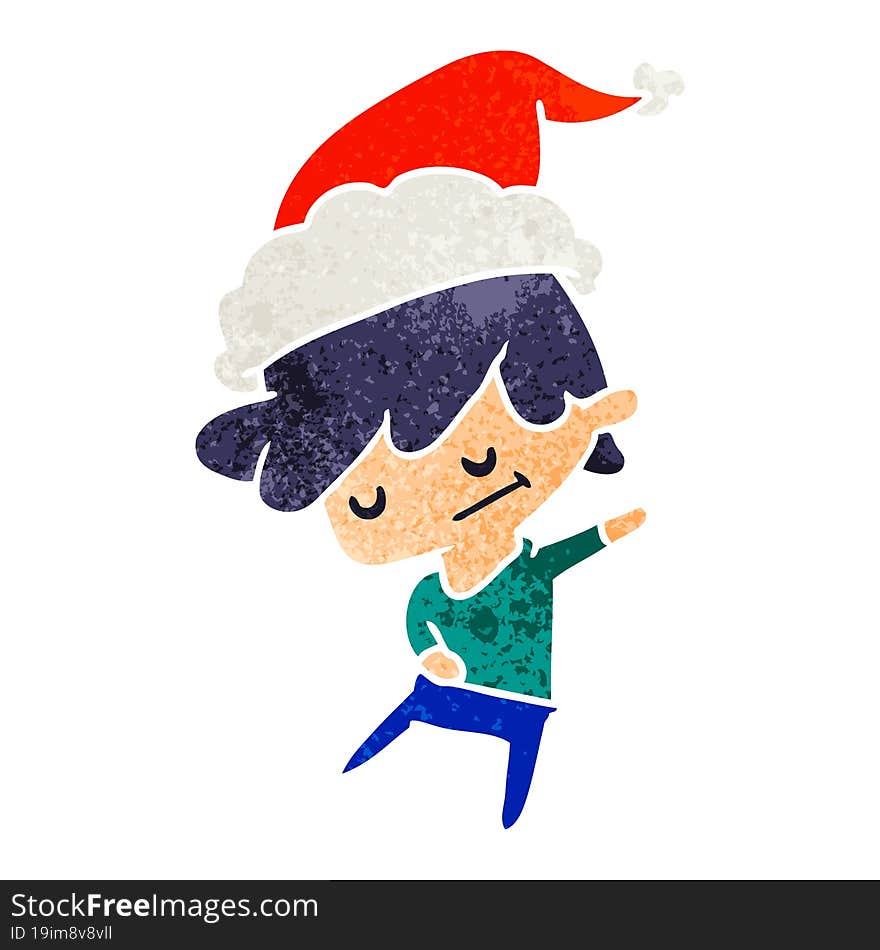 hand drawn christmas retro cartoon of kawaii boy