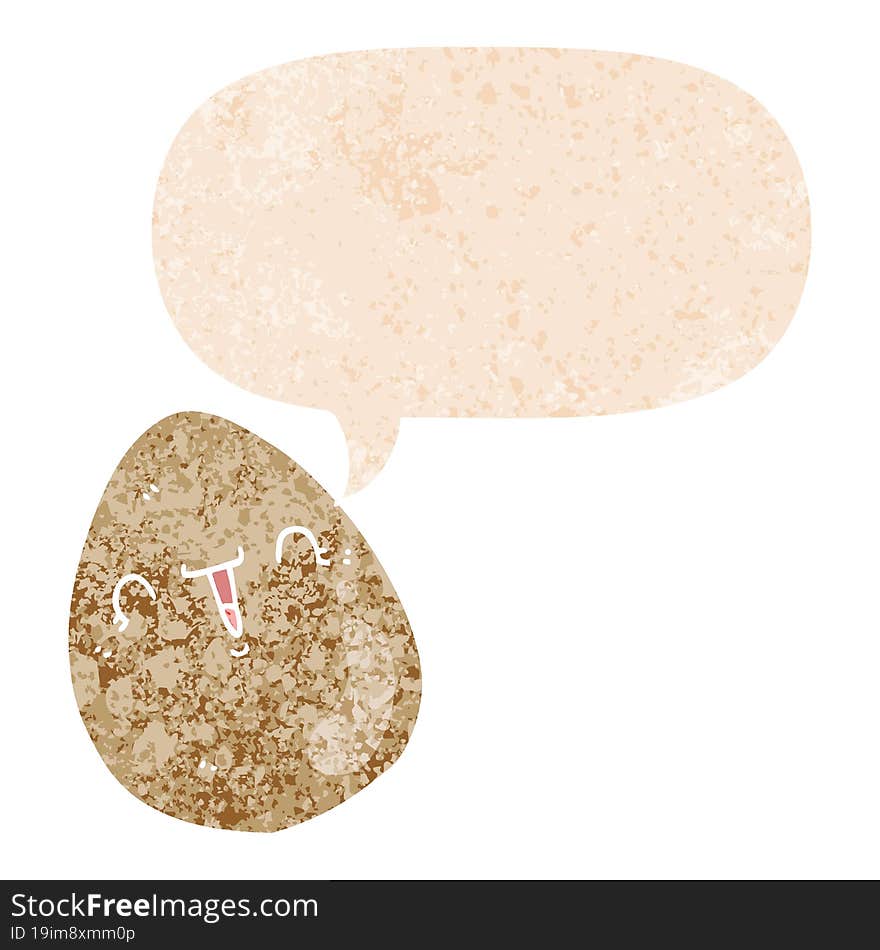 Cartoon Egg And Speech Bubble In Retro Textured Style