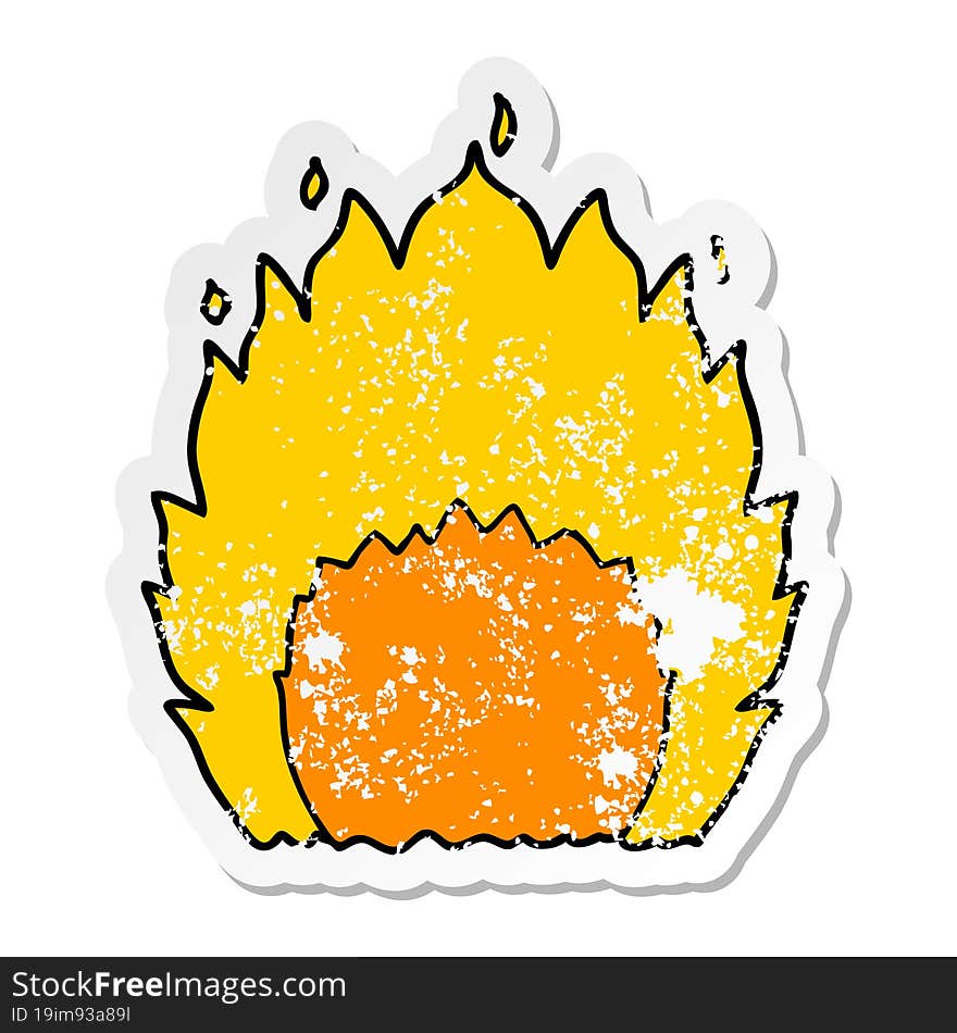 Distressed Sticker Of A Cartoon Fire