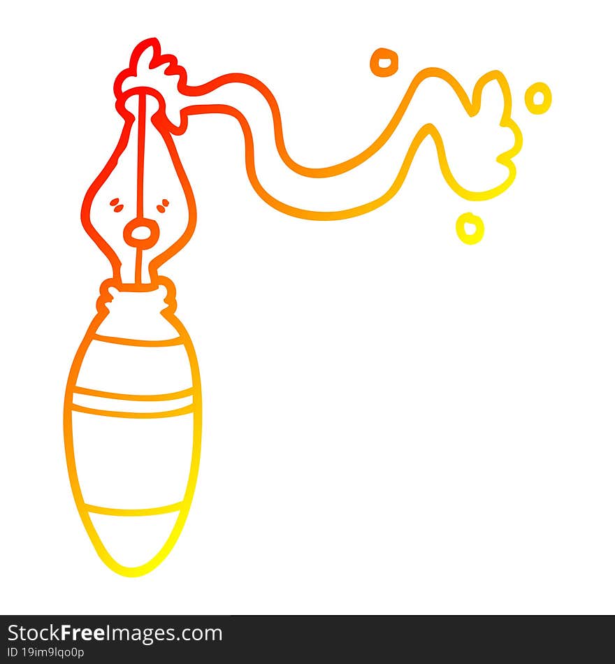 warm gradient line drawing of a cartoon fountain pen