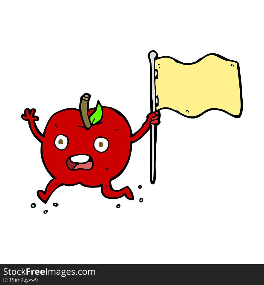 Cartoon Funny Apple With Flag