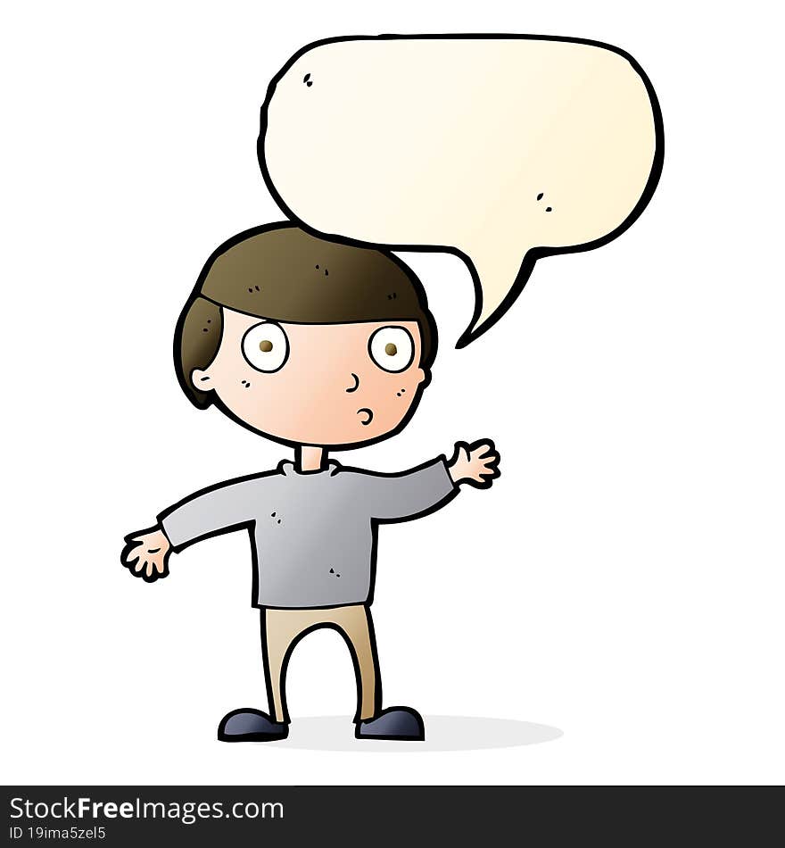 cartoon waving man with speech bubble