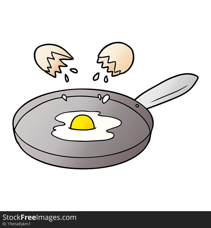 cartoon pan frying egg. cartoon pan frying egg