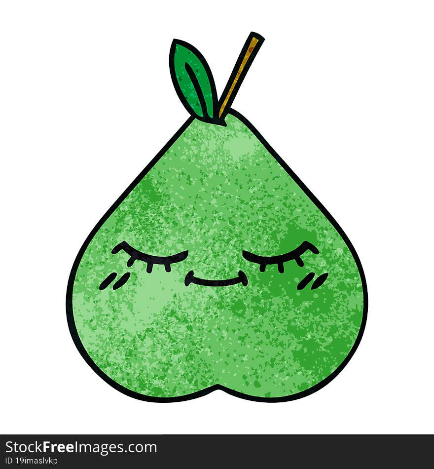 retro grunge texture cartoon green pear