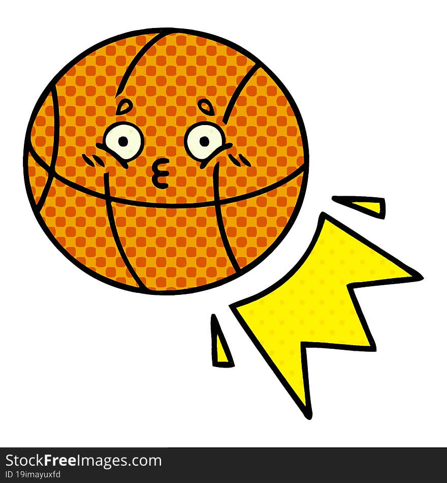 comic book style cartoon of a basketball