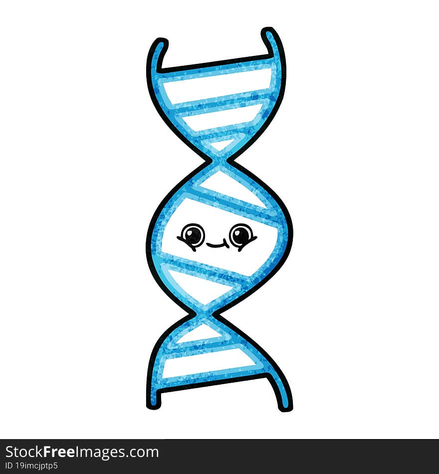 retro grunge texture cartoon of a DNA strand