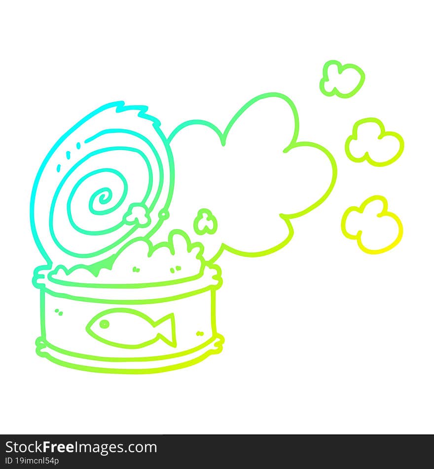 cold gradient line drawing cartoon smelly can of fish