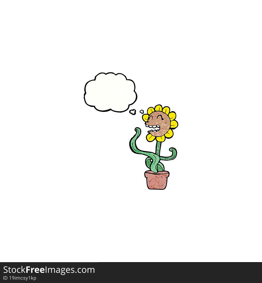 Cartoon Sunflower With Thought Bubble