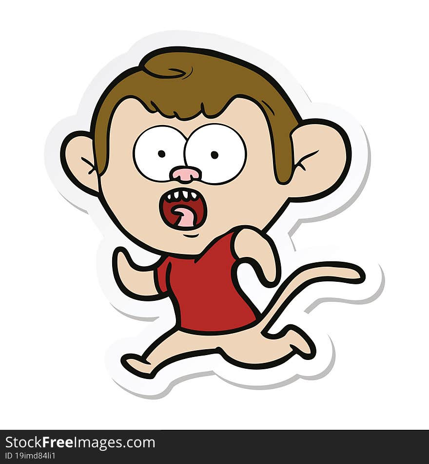 Sticker Of A Cartoon Running Monkey