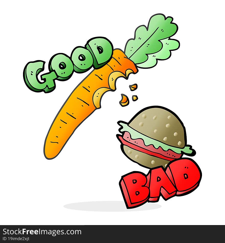 cartoon good and bad food