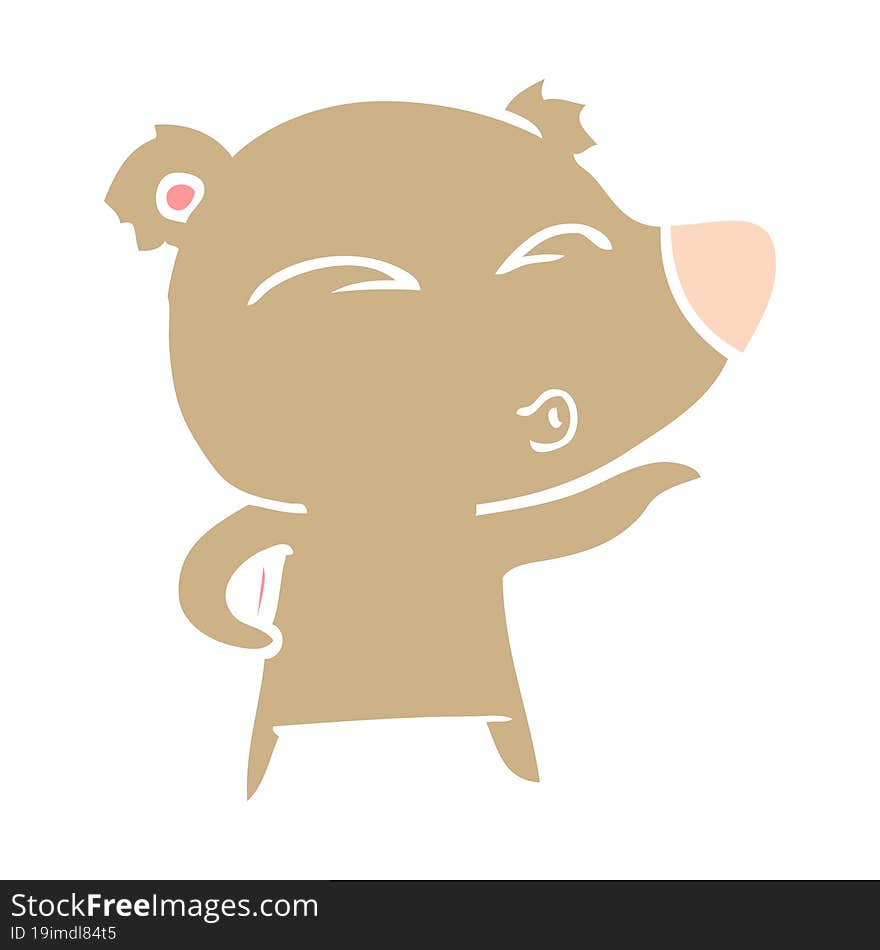 flat color style cartoon whistling bear