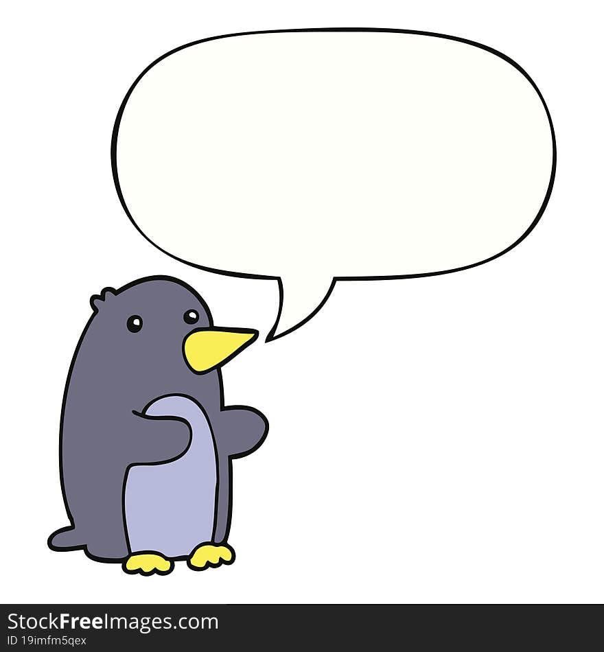 Cartoon Penguin And Speech Bubble