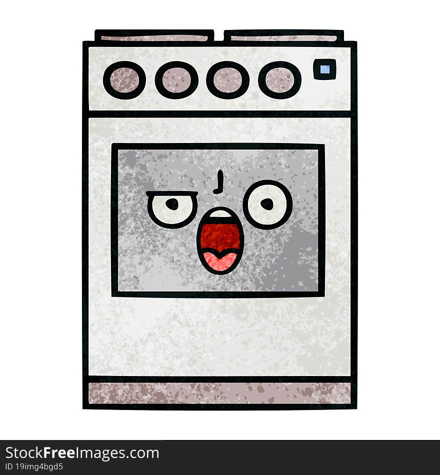 retro grunge texture cartoon of a kitchen oven