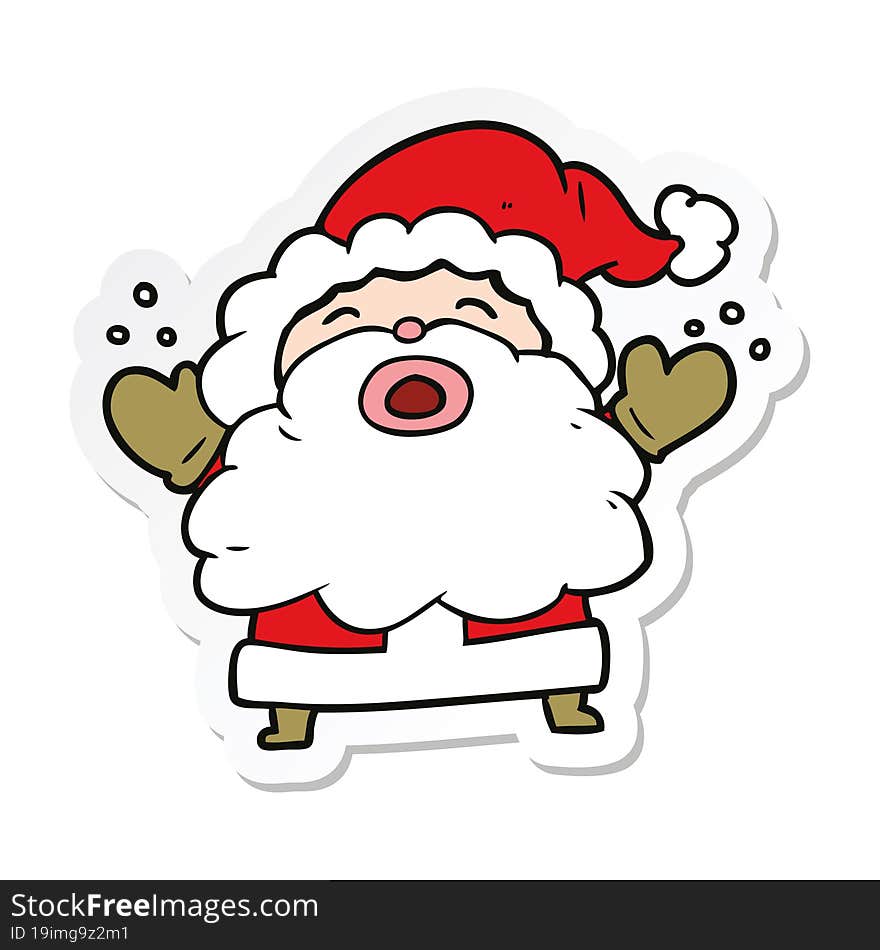 sticker of a cartoon santa claus shouting