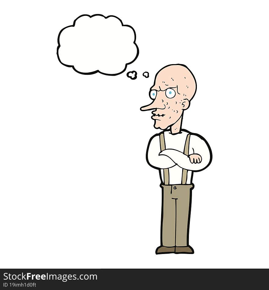 cartoon mean old man with thought bubble