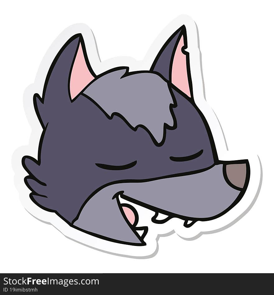 Sticker Of A Cartoon Wolf Face